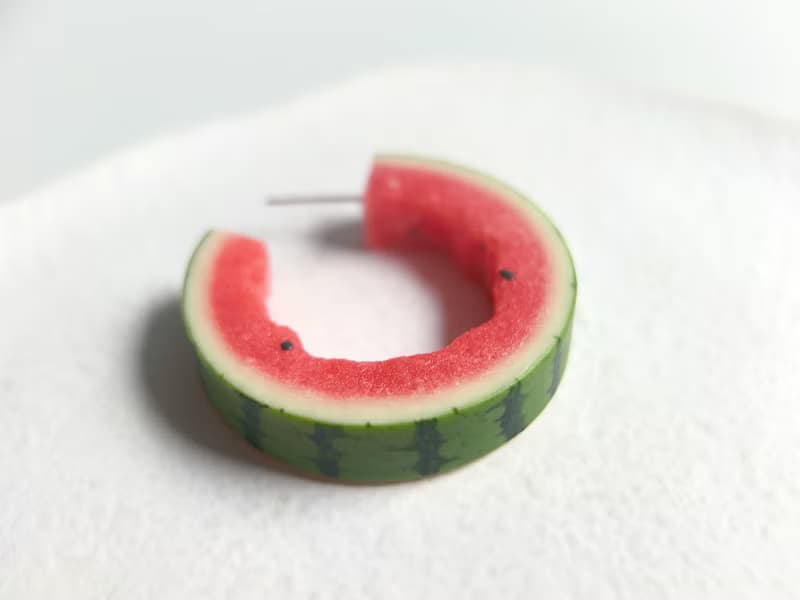 嘻瓜系列*軟陶手工西瓜皮耳釘耳環耳飾食玩可愛創意生日禮物
