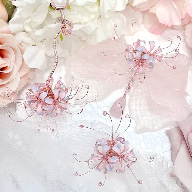 夢幻彼岸花 耳骨夾 耳環 耳夾 耳針 三件組