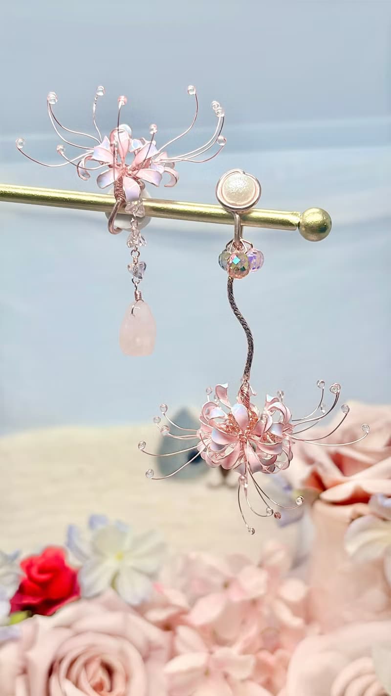 夢幻彼岸花 耳骨夾 耳環 耳夾 耳針 三件組