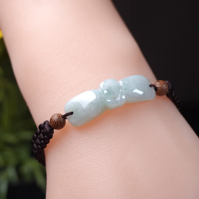 冰種翡翠蝴蝶結編織手鍊 | 天然緬甸玉A貨翡翠 | 送禮