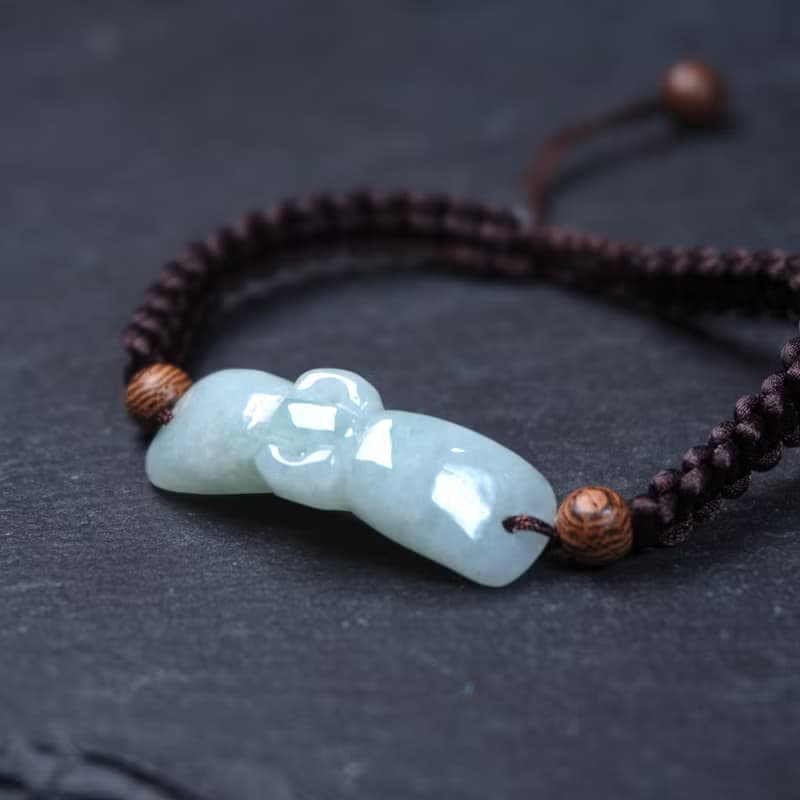 冰種翡翠蝴蝶結編織手鍊 | 天然緬甸玉A貨翡翠 | 送禮