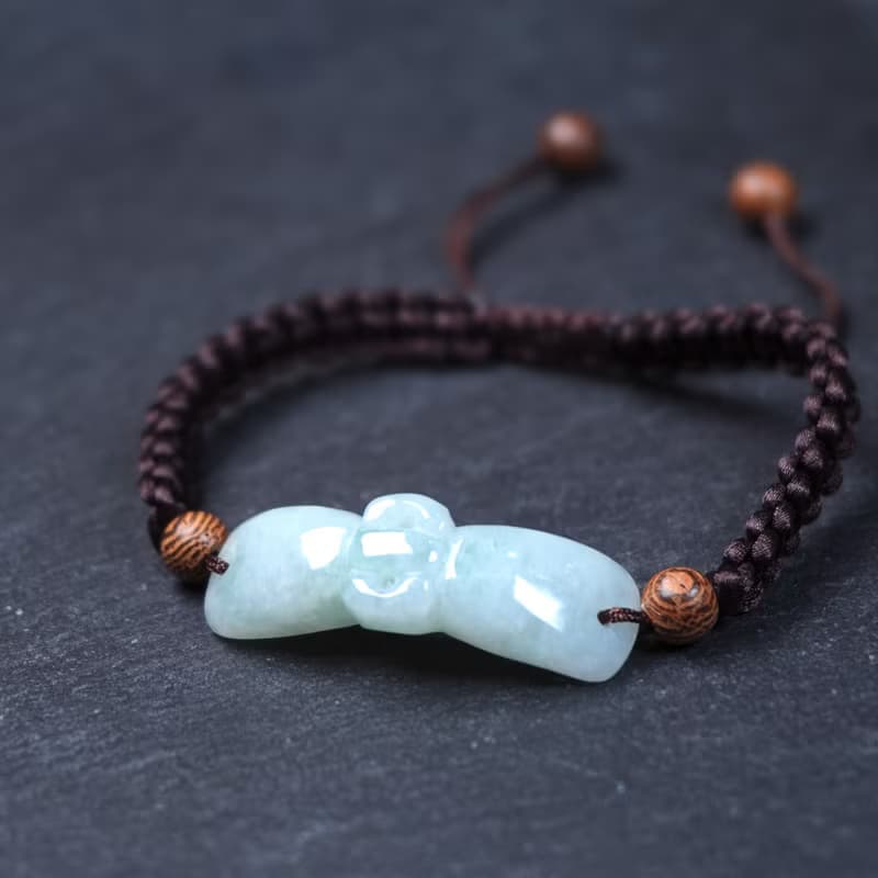 冰種翡翠蝴蝶結編織手鍊 | 天然緬甸玉A貨翡翠 | 送禮