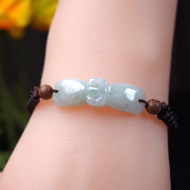 冰種翡翠蝴蝶結編織手鍊 | 天然緬甸玉A貨翡翠 | 送禮