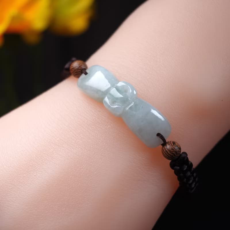 冰種翡翠蝴蝶結編織手鍊 | 天然緬甸玉A貨翡翠 | 送禮