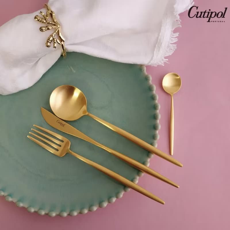 葡萄牙 Cutipol  MOON  霧金 主餐四件組(刀叉匙+咖啡匙)