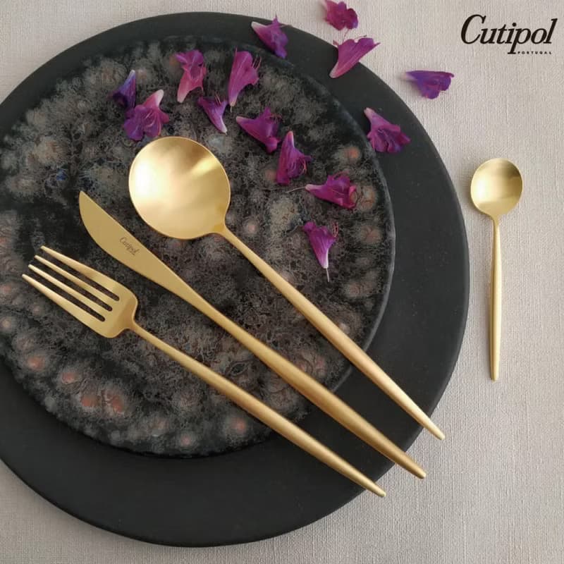 葡萄牙 Cutipol  MOON  霧金 主餐四件組(刀叉匙+咖啡匙)