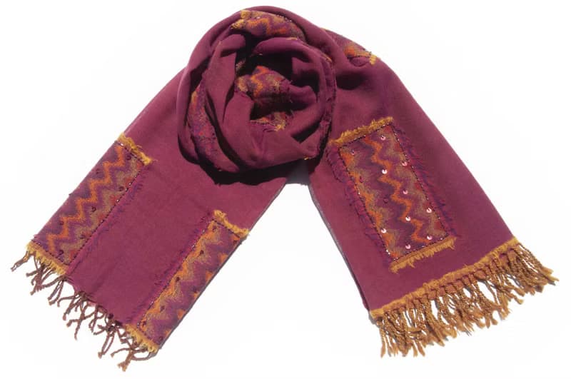 喀什米爾Cashmere/水煮羊毛披肩/針織圍巾/刺繡圍巾/羊絨披巾-花