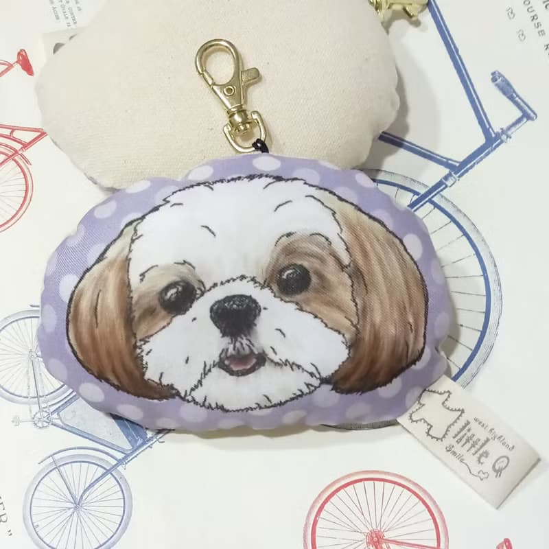 西施犬~布料吊飾~啾啾叫~鑰匙圈狗玩具