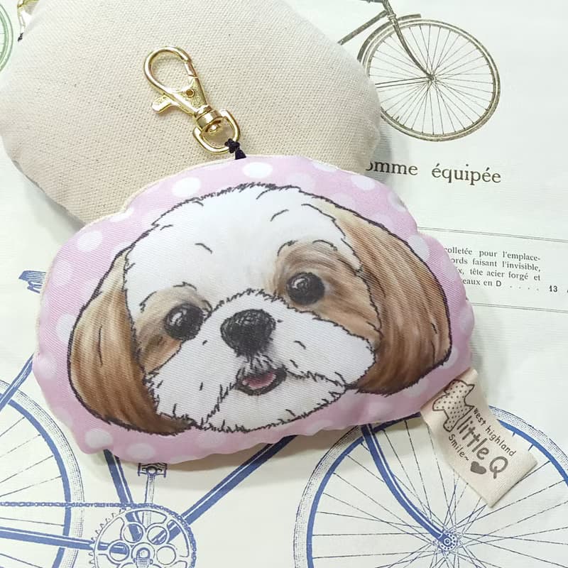 西施犬~布料吊飾~啾啾叫~鑰匙圈狗玩具