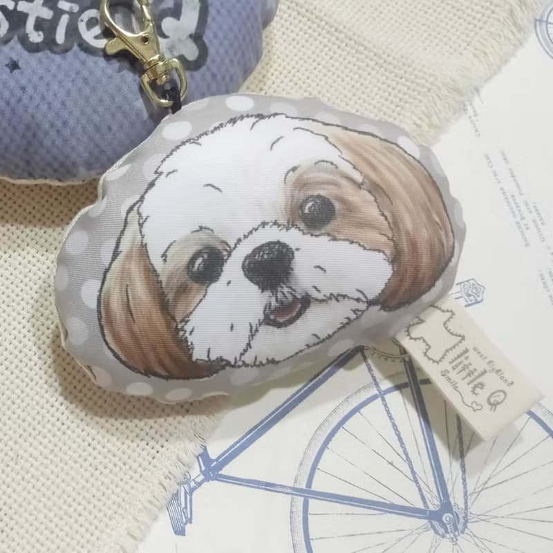 西施犬~布料吊飾~啾啾叫~鑰匙圈狗玩具
