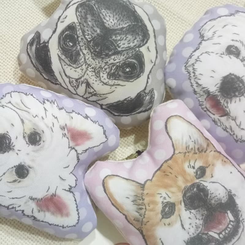 西施犬~布料吊飾~啾啾叫~鑰匙圈狗玩具