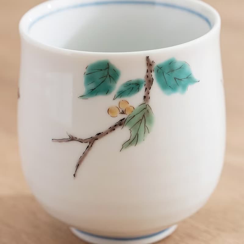 綠繡眼湯吞杯 /九谷青郊窯