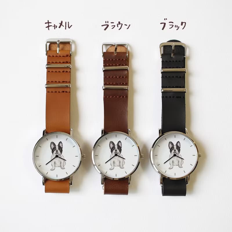 白黒フレンチブルドッグの腕時計