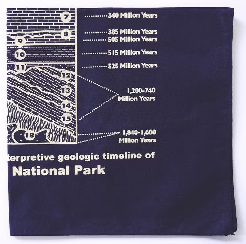 Grand Canyon Rocks Bandana, 21 x 21 inches, Diagram Geography, 100% Cotton, Ho