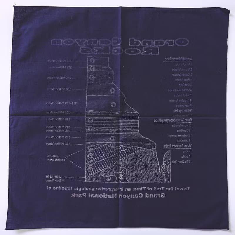 Grand Canyon Rocks Bandana, 21 x 21 inches, Diagram Geography, 100% Cotton, Ho