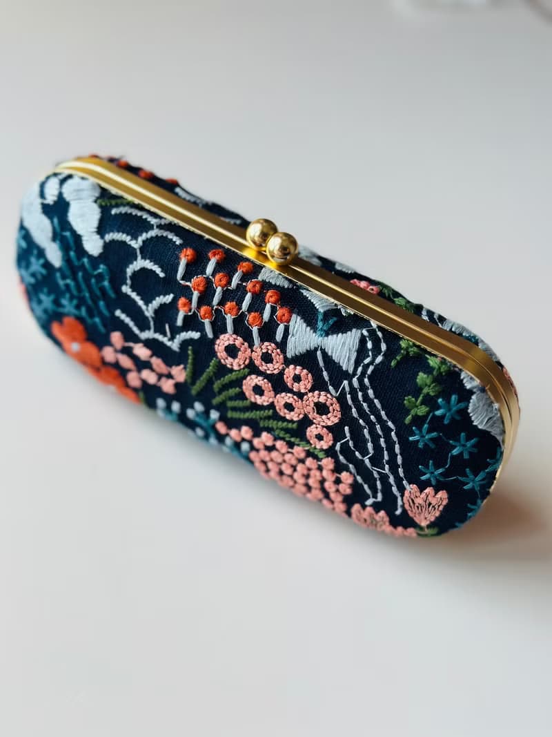 花海刺繡眼鏡盒/筆盒/首飾盒