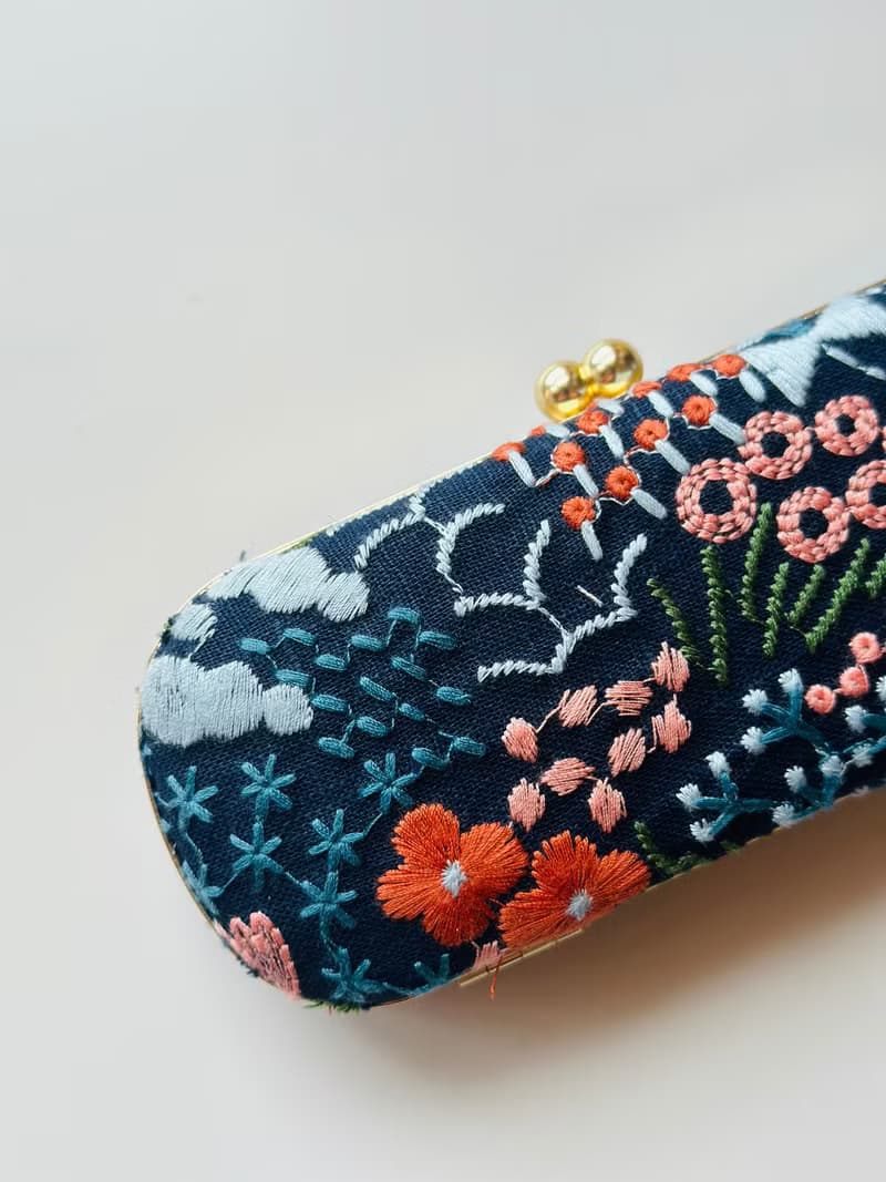 花海刺繡眼鏡盒/筆盒/首飾盒