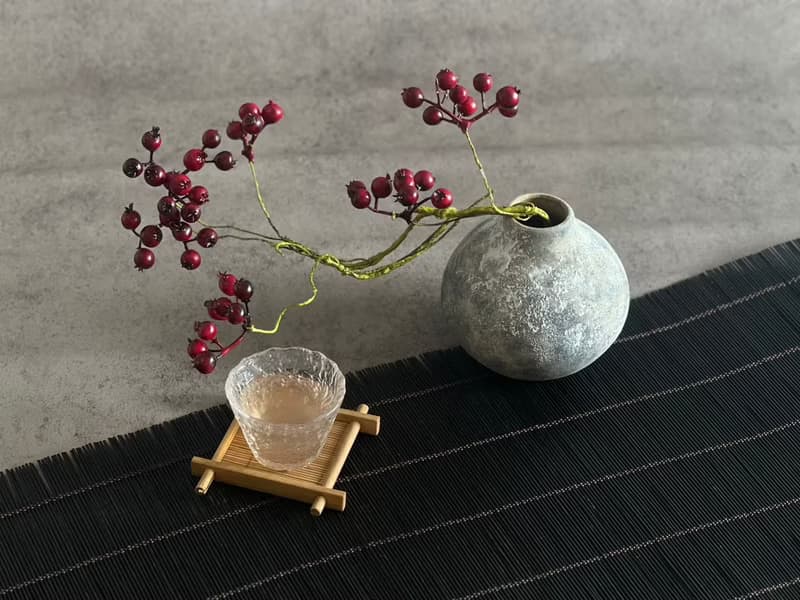 花器/桌上型擺件/灰圓陶瓷/交換禮物/植物