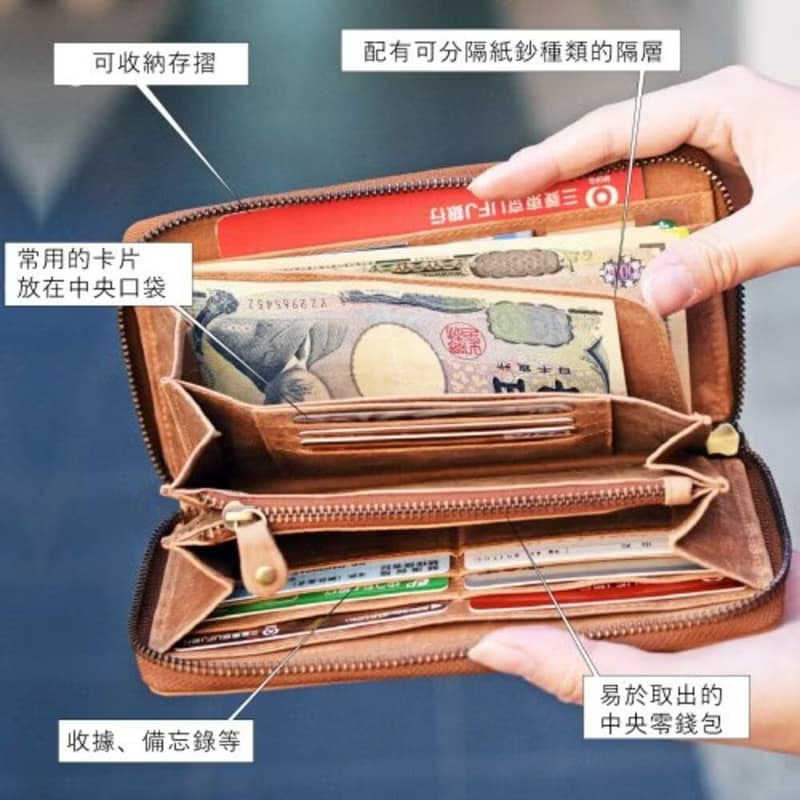 hallelujah長夾 YKK拉鍊 抹除痕跡 分類收納 自然駝
