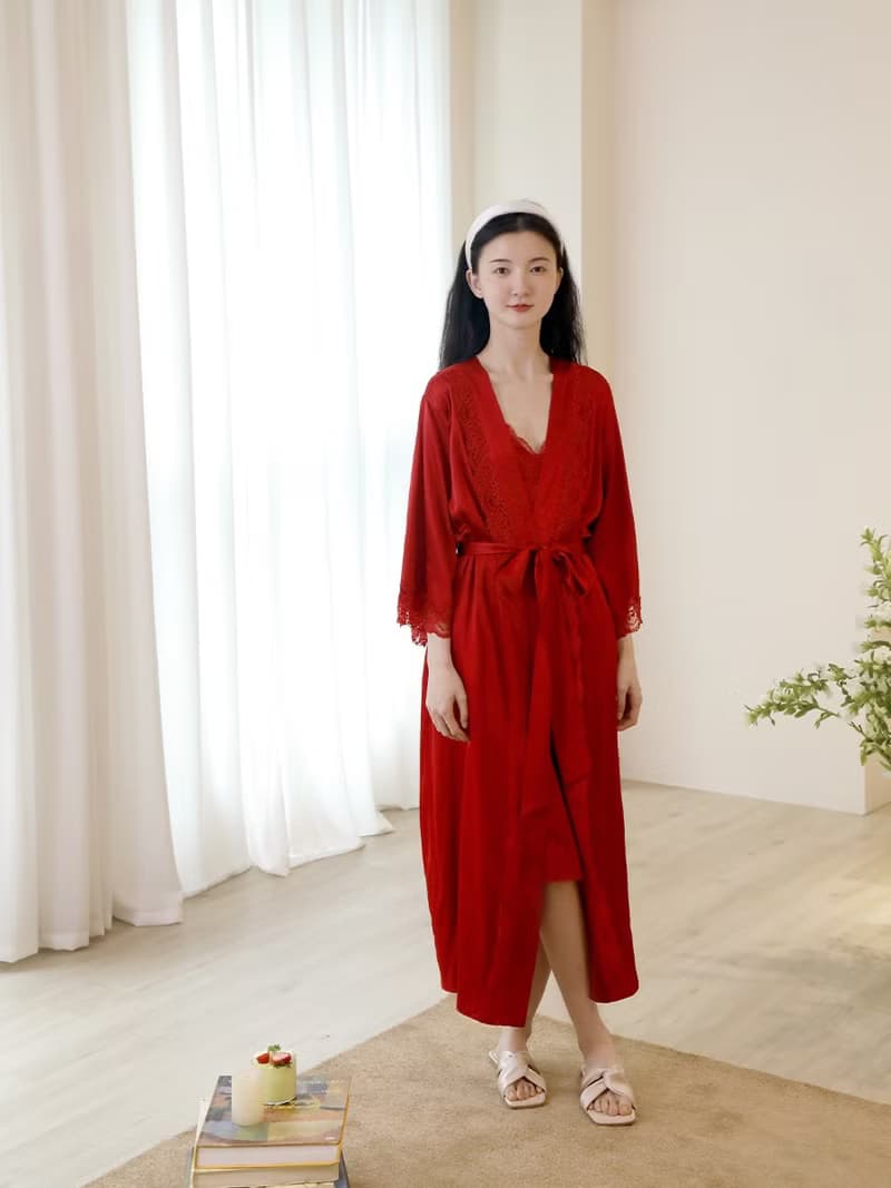 法式極簡 真絲家居服睡袍