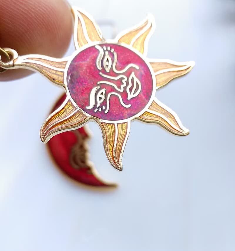 Vintage Jewelry 西洋古董飾品 星星月亮款 景泰藍 耳勾 針式耳環