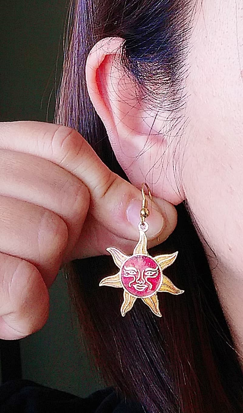 Vintage Jewelry 西洋古董飾品 星星月亮款 景泰藍 耳勾 針式耳環