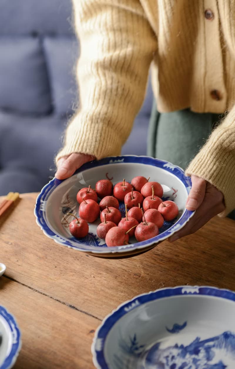 手繪青花瓷盤 菱形折邊碗 手作碗 中國古風典雅之作