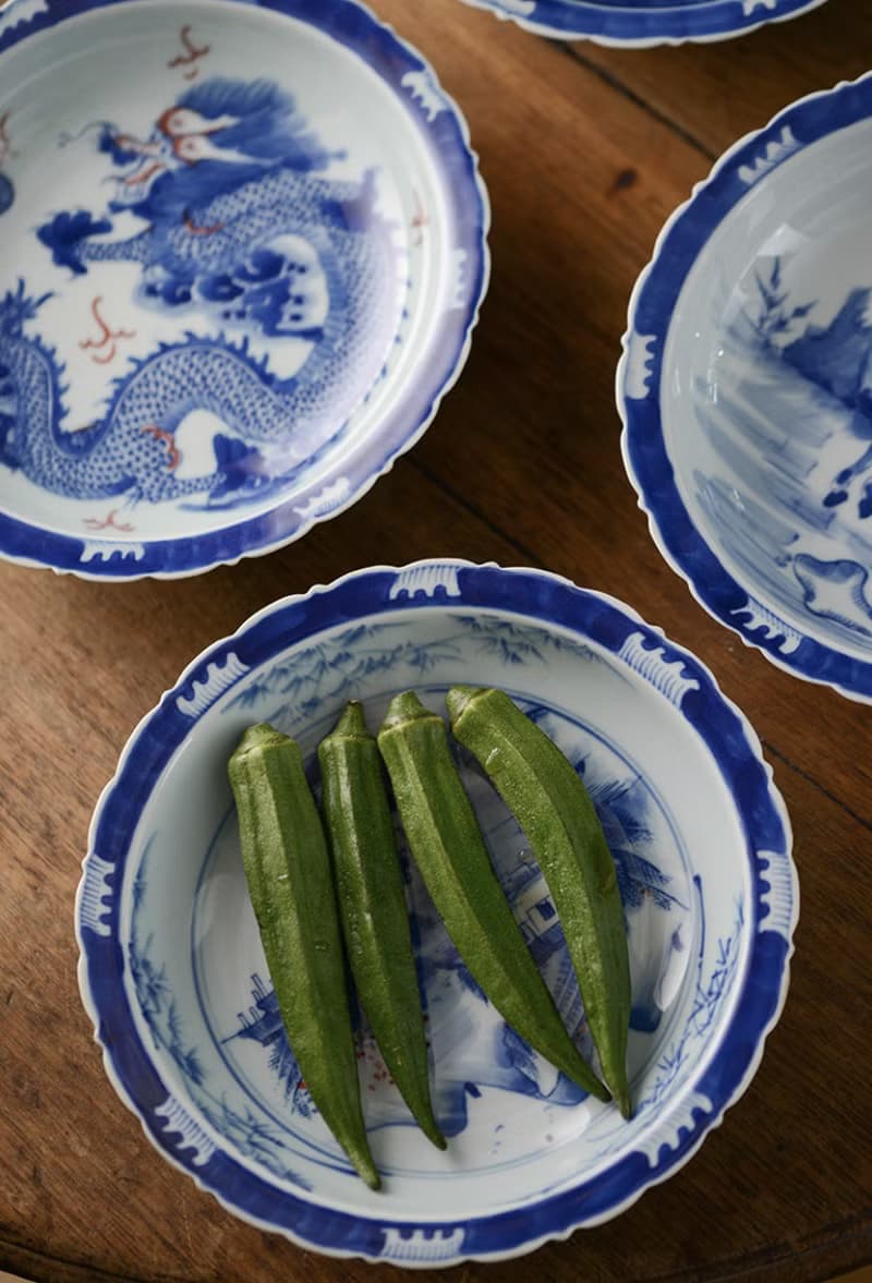 手繪青花瓷盤 菱形折邊碗 手作碗 中國古風典雅之作