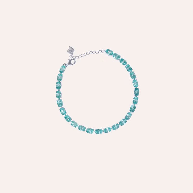 安珠 風信子 藍色 橢圓 4*6mm 手鍊 和諧系列 Oval B 寶石銀飾