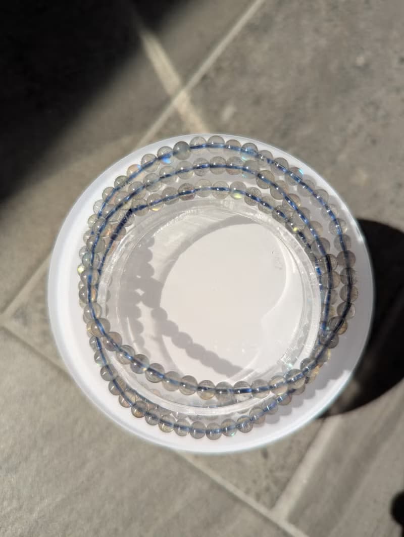 天然拉長石 水晶三圈款手鍊【4mm】