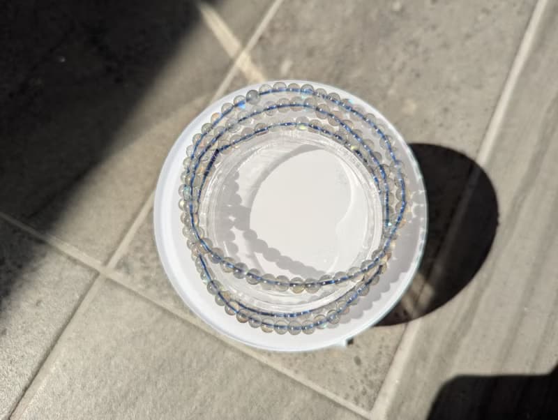 天然拉長石 水晶三圈款手鍊【4mm】