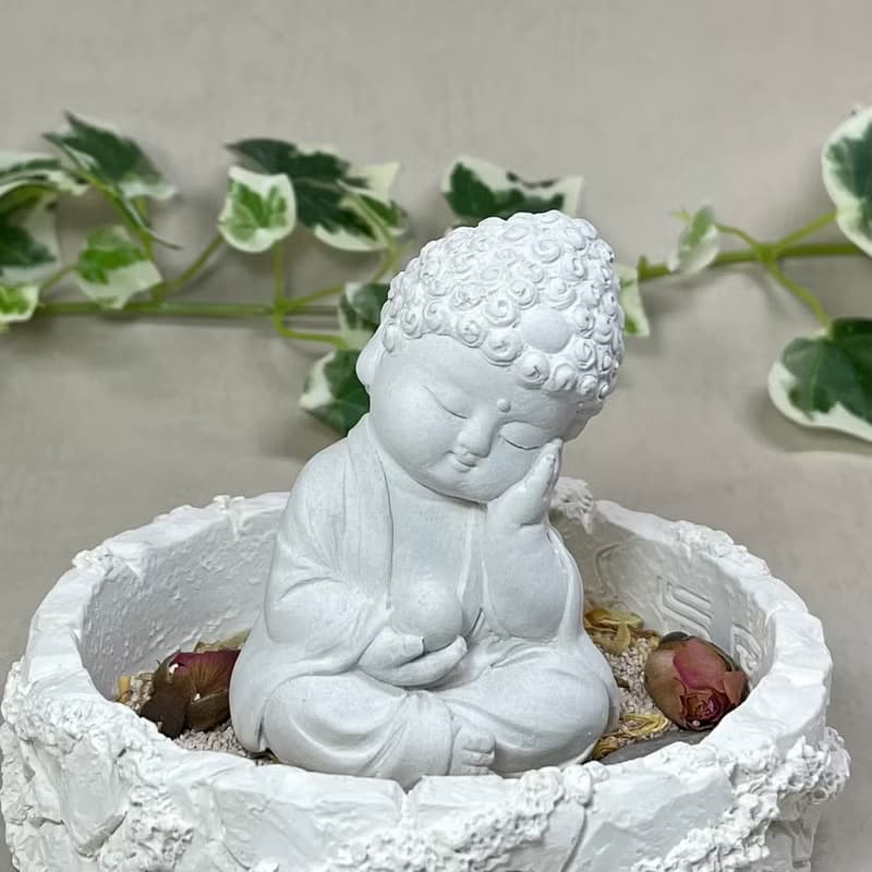 神明公仔 淨念吉祥小佛之靜性 中盤套組 水泥 佛 宗教 長輩禮