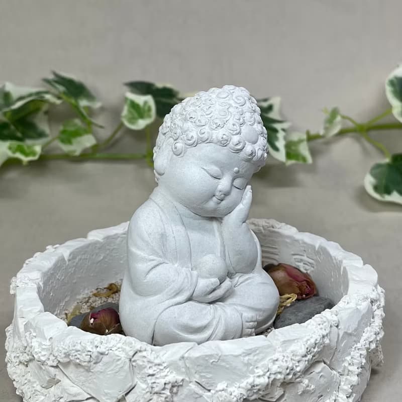 神明公仔 淨念吉祥小佛之靜性 中盤套組 水泥 佛 宗教 長輩禮