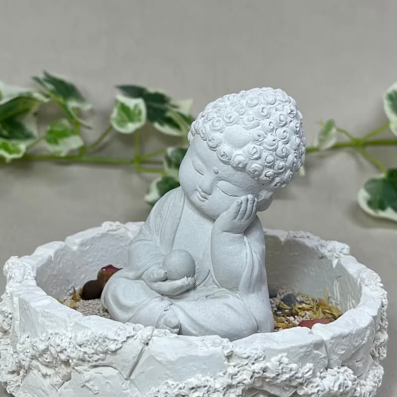 神明公仔 淨念吉祥小佛之靜性 中盤套組 水泥 佛 宗教 長輩禮