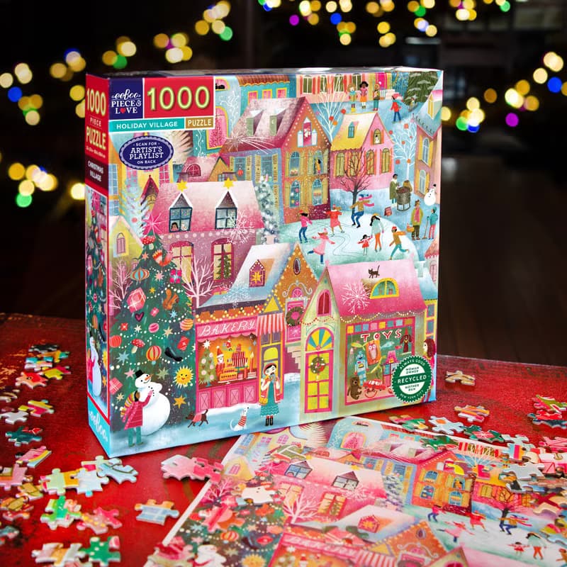 eeBoo 1000片拼圖 - Holiday Village 假期村莊 (聖誕節Christmas