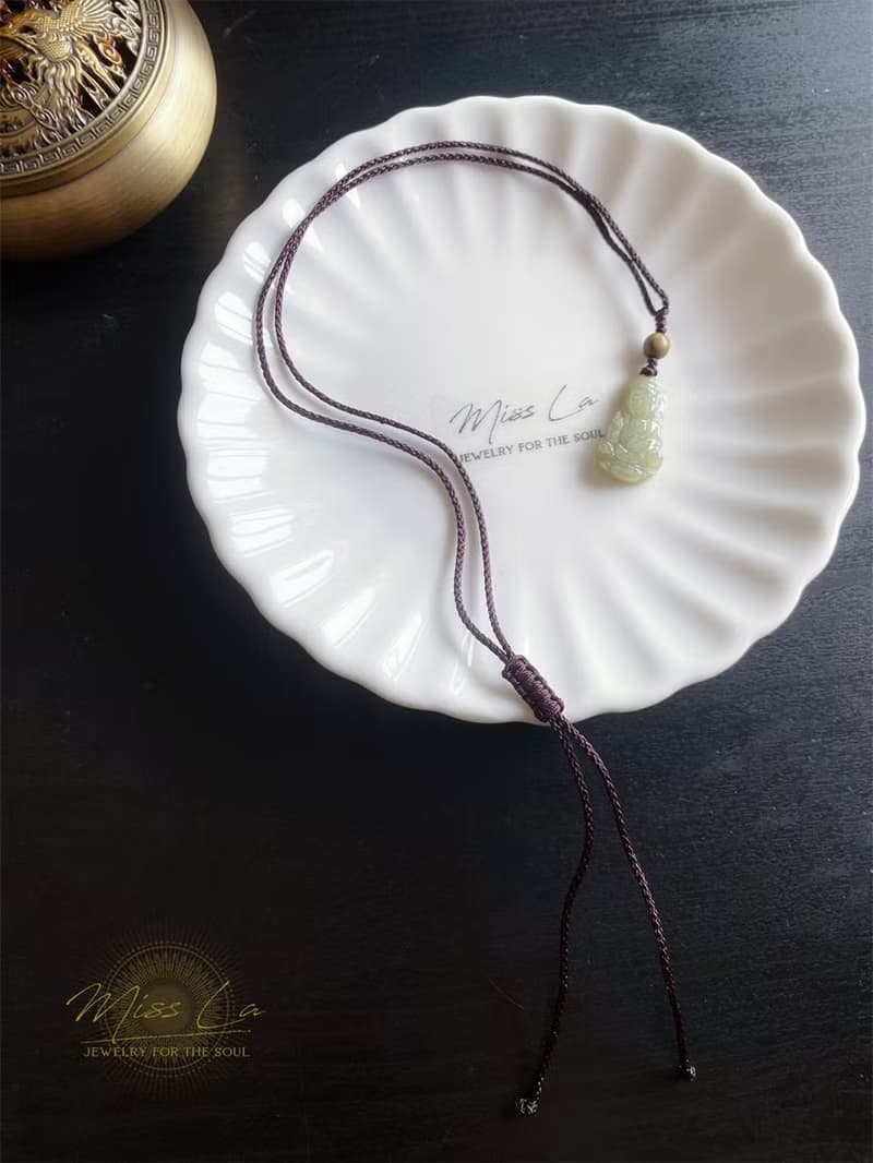 天然緬甸玉翡翠 秋香綠 觀音 菩薩 平安健康 項鍊 禮物