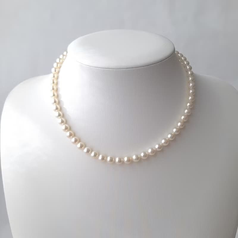 K18　マンテル　ネックレス　あこや真珠　パールネックレス　あこやパール　日本の真珠　トグルクラスプ pearl necklace 珍珠項鍊 珍珠项链