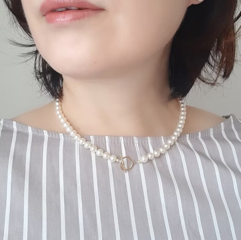 K18　マンテル　ネックレス　あこや真珠　パールネックレス　あこやパール　日本の真珠　トグルクラスプ pearl necklace 珍珠項鍊 珍珠项链