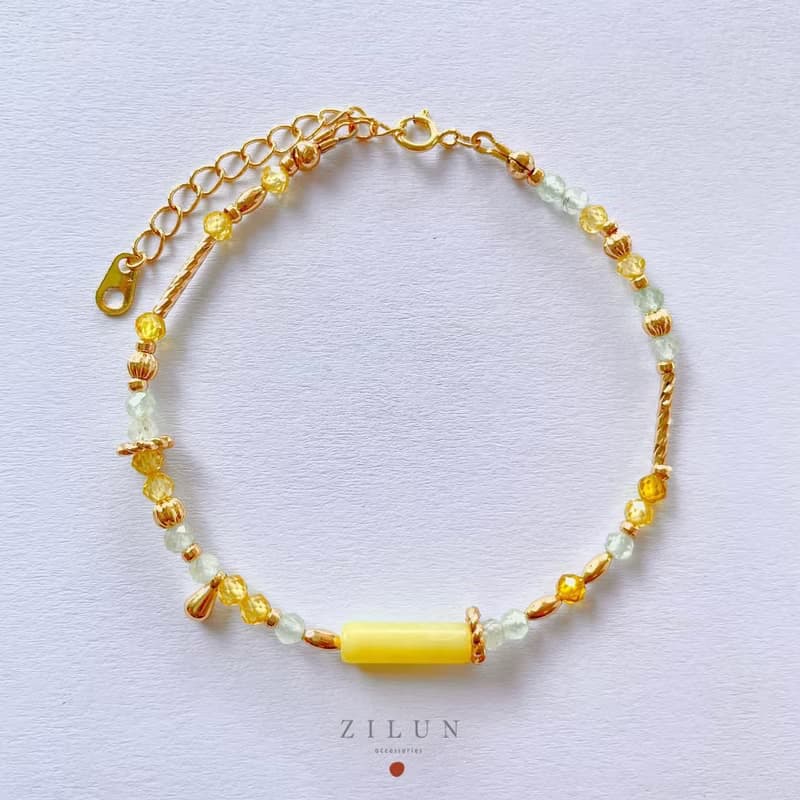 【六月】誕生石手鍊 • 夏日東岸金針花 成品&材料包 • 可碰水