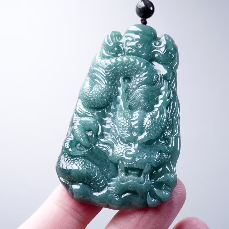 【龍行天下】藍水翡翠霸王龍牌項鍊 | 天然A貨翡翠 |送禮
