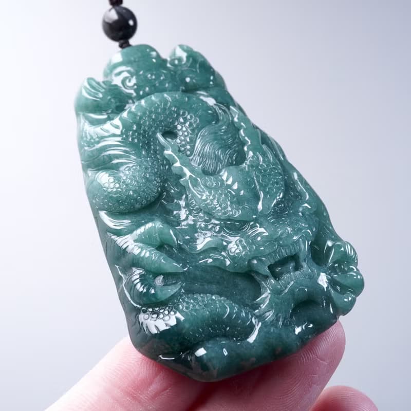【龍行天下】藍水翡翠霸王龍牌項鍊 | 天然A貨翡翠 |送禮