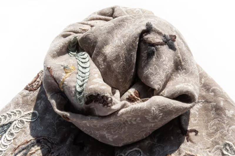 喀什米爾Cashmere/水煮羊毛披肩/針織圍巾/刺繡圍巾/羊絨披巾-花
