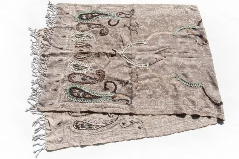 喀什米爾Cashmere/水煮羊毛披肩/針織圍巾/刺繡圍巾/羊絨披巾-花