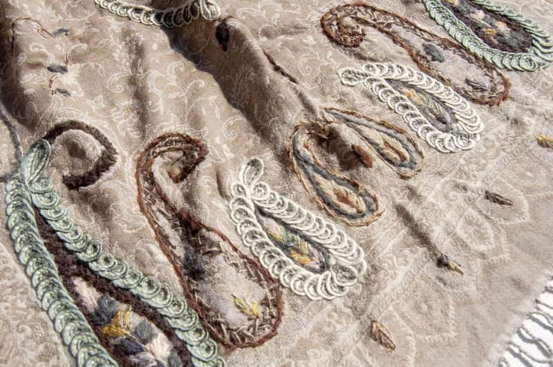 喀什米爾Cashmere/水煮羊毛披肩/針織圍巾/刺繡圍巾/羊絨披巾-花