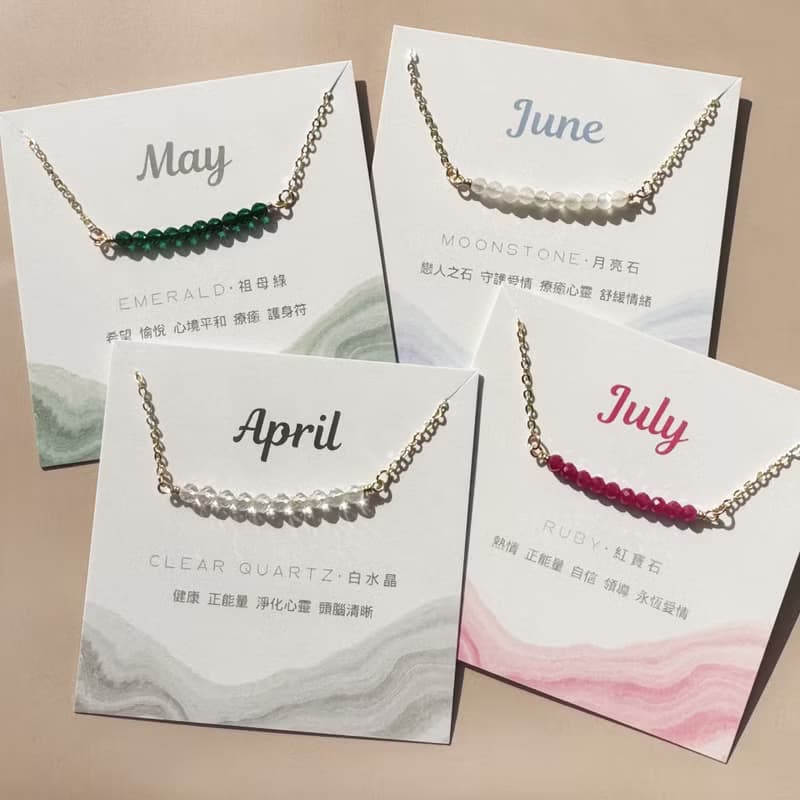 / 誕生石 / 6月生日石 天然水晶項鍊 鍍14K金項鏈  閨蜜姊妹禮物