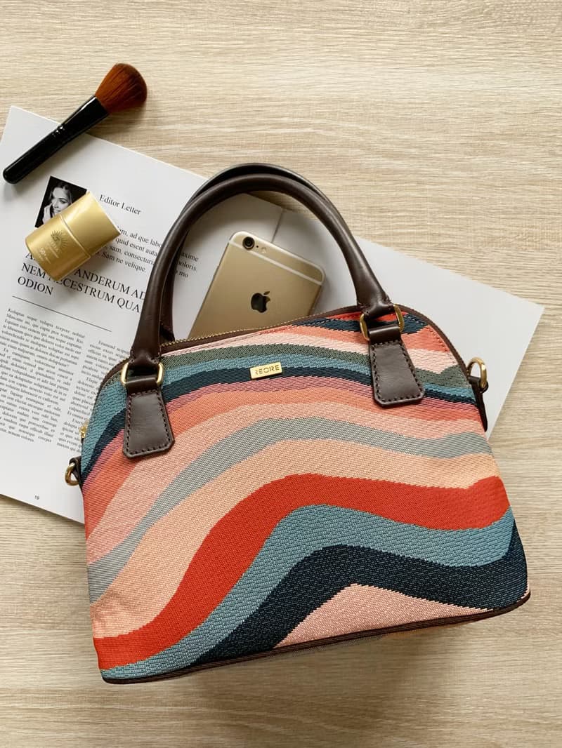 貝殼兩用包  真皮 / 布防潑水 平織緹花 浪漫曲紋和 阿曼達