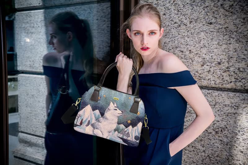 貝殼兩用包  真皮 / 布防潑水 平織緹花 浪漫曲紋和 阿曼達