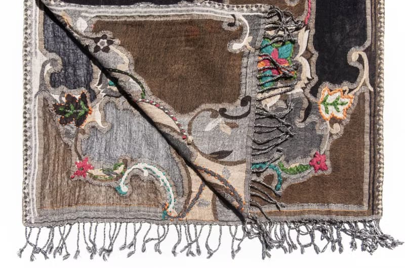 喀什米爾Cashmere/水煮羊毛披肩/針織圍巾/刺繡圍巾/羊絨披巾-花