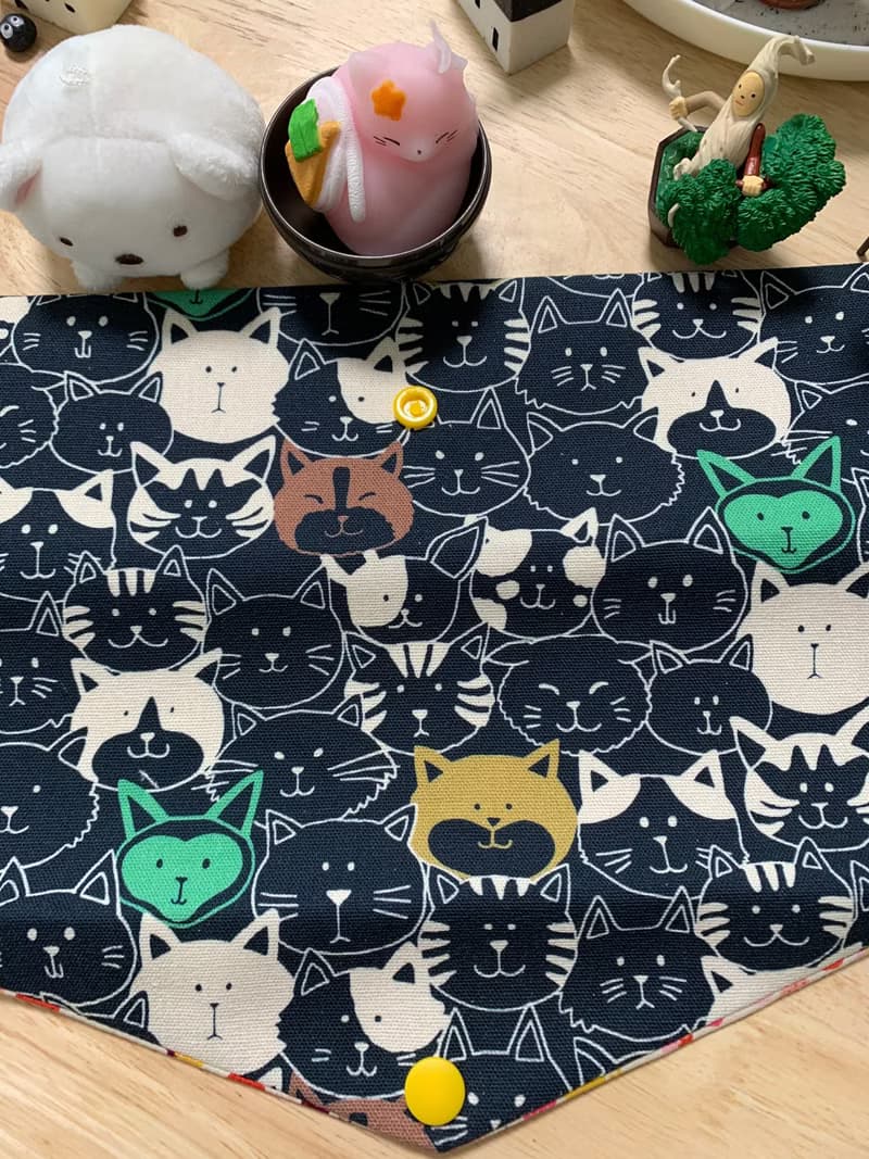 文青風環保純棉筷袋 喵喵大頭貼 耐看湛藍 超萌 日本 潮物 收納