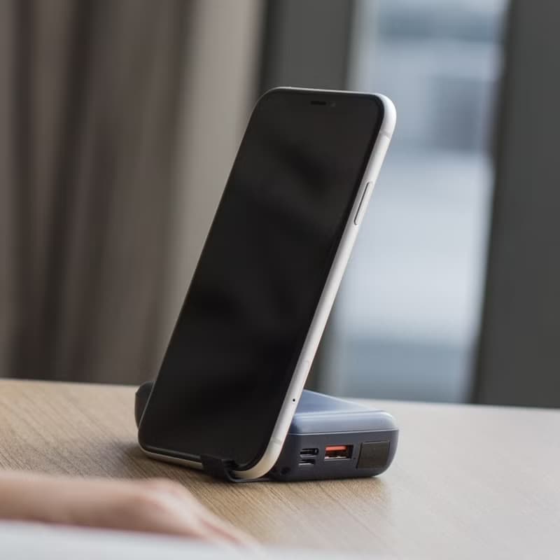 HydeAir 無線快充帶支架螢幕行動電源10000mAH-黑色